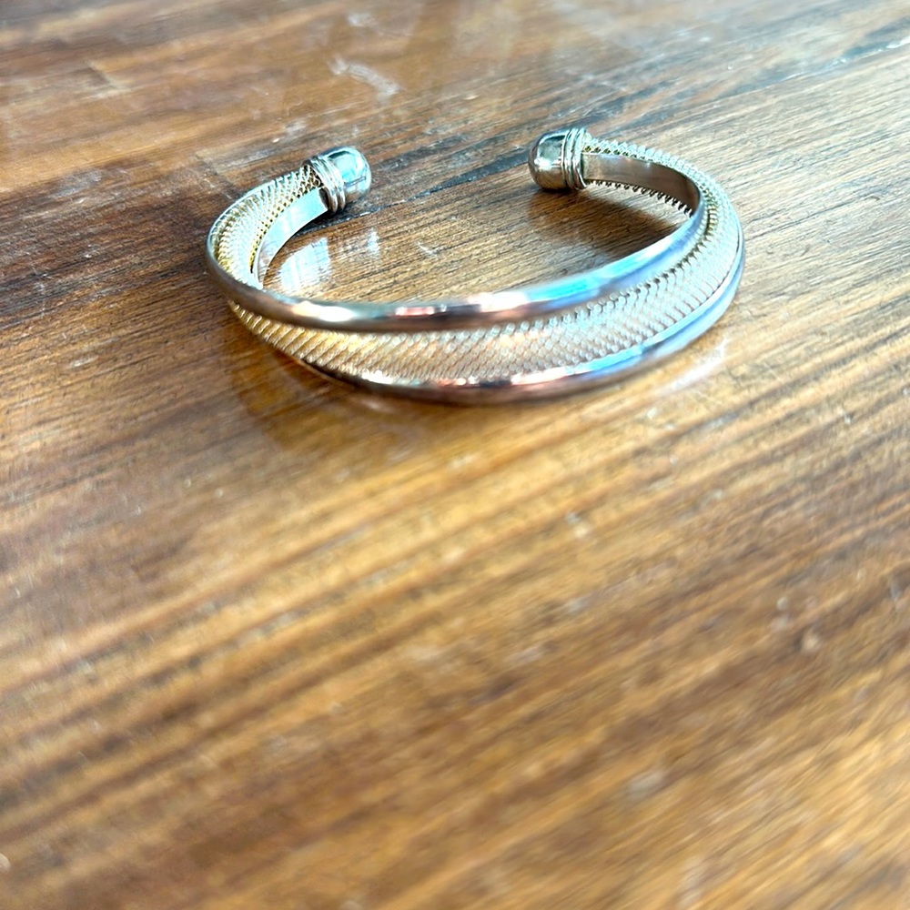 Vintage Sterling Silver Twisted Mesh Cuff Bangle